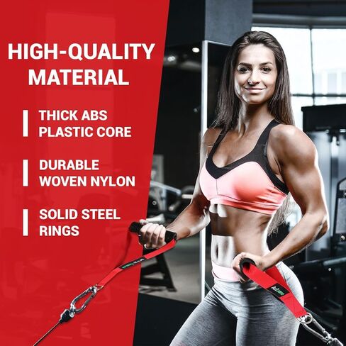 مقابض التمارين الثقيلة A2ZCARE - ملحق مقابض اليد الممتازة لنظام السحب LAT للبكرة (ب. مقابض التمرين (أحمر) وخطافين كبس) in Kuwait