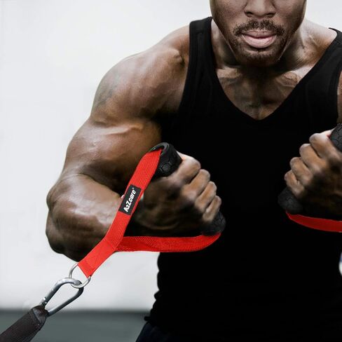 مقابض التمارين الثقيلة A2ZCARE - ملحق مقابض اليد الممتازة لنظام السحب LAT للبكرة (ب. مقابض التمرين (أحمر) وخطافين كبس) in Kuwait