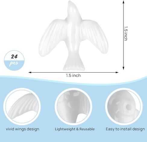 150 حمامة بيضاء صغيرة للحرف اليدوية، تماثيل طيور صغيرة بحجم 3/4 بوصة لتزيين كعكة الزفاف in Kuwait