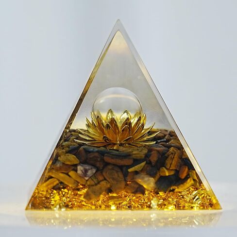 Orgone Pyramid Flower of Life Orgonite - Money Healing Crystal Pyramid That Works with Tiger Eye and Luck Amethyst to Bring Positive Energy and Promote Wealth, Prosperity and Success in Saudi Arabia