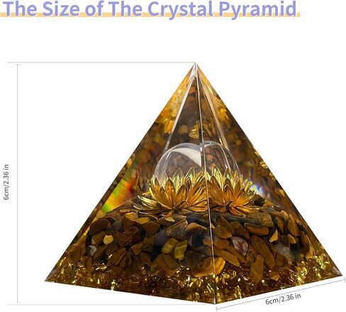 Orgone Pyramid Flower of Life Orgonite - Money Healing Crystal Pyramid That Works with Tiger Eye and Luck Amethyst to Bring Positive Energy and Promote Wealth, Prosperity and Success in Saudi Arabia