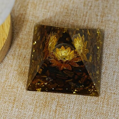 Orgone Pyramid Flower of Life Orgonite - Money Healing Crystal Pyramid That Works with Tiger Eye and Luck Amethyst to Bring Positive Energy and Promote Wealth, Prosperity and Success in Saudi Arabia