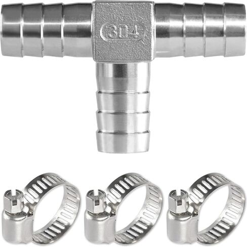 Stainless Steel Hose Barb,90 Degree L Right Angle Elbow Fitting 5/16" (8mm) Barb Splicer Mender with Stainless Steel Pipe Clamps air hose repair kit for Pipe Line/Fuel/Air (5/16 4pcs) in Saudi Arabia