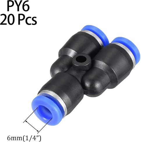 Y Shape Push Fittings, 4mm (5/32") OD Push to Connect Quick Fitting, Air line Push Lock Tube Fitting Splitter, 20Pcs (PY4) in Kuwait