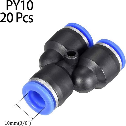 Y Shape Push Fittings, 4mm (5/32") OD Push to Connect Quick Fitting, Air line Push Lock Tube Fitting Splitter, 20Pcs (PY4) in Kuwait