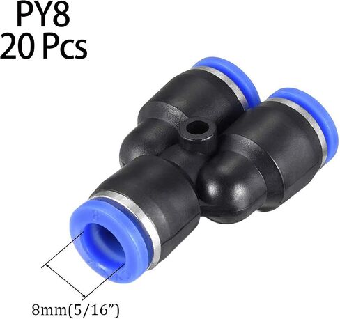 Y Shape Push Fittings, 4mm (5/32") OD Push to Connect Quick Fitting, Air line Push Lock Tube Fitting Splitter, 20Pcs (PY4) in Kuwait