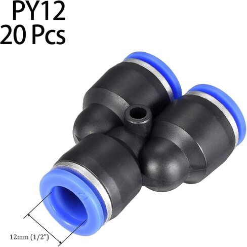 Y Shape Push Fittings, 4mm (5/32") OD Push to Connect Quick Fitting, Air line Push Lock Tube Fitting Splitter, 20Pcs (PY4) in Kuwait