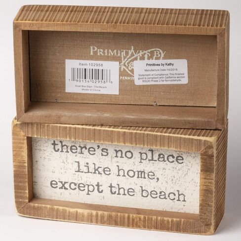 Primitives by Kathy 16354 Distressed Beach-Inspired Small Box Sign, 4 x 3-Inches, Home by The Water in Kuwait