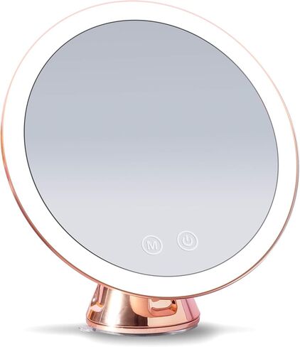 Fancii LED Lighted 10X Magnifying Makeup Mirror, Rechargeable - 3 Dimmable Tri-Color Light Settings, Suction Vanity Mirror, Metallic Finish, Cordless Travel Bathroom Mirror - Lana (Chrome) in Saudi Arabia