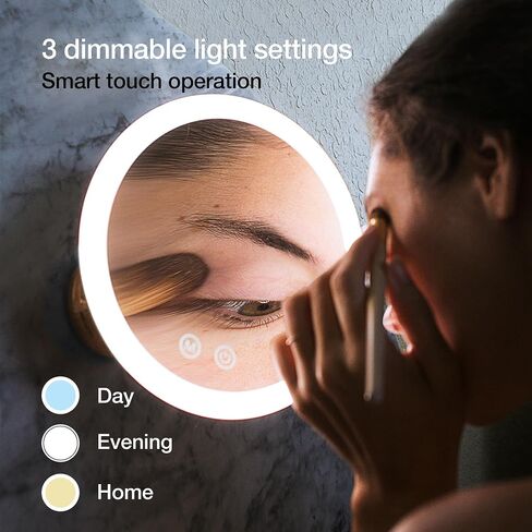 Fancii LED Lighted 10X Magnifying Makeup Mirror, Rechargeable - 3 Dimmable Tri-Color Light Settings, Suction Vanity Mirror, Metallic Finish, Cordless Travel Bathroom Mirror - Lana (Chrome) in Saudi Arabia