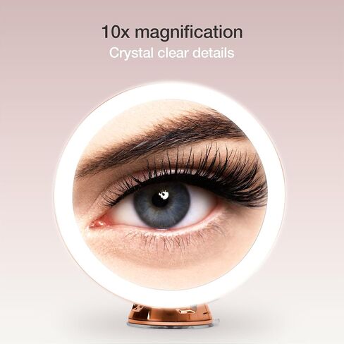Fancii LED Lighted 10X Magnifying Makeup Mirror, Rechargeable - 3 Dimmable Tri-Color Light Settings, Suction Vanity Mirror, Metallic Finish, Cordless Travel Bathroom Mirror - Lana (Chrome) in Saudi Arabia