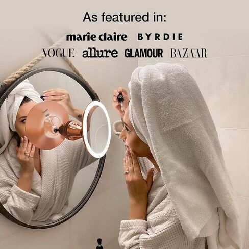 Fancii LED Lighted 10X Magnifying Makeup Mirror, Rechargeable - 3 Dimmable Tri-Color Light Settings, Suction Vanity Mirror, Metallic Finish, Cordless Travel Bathroom Mirror - Lana (Chrome) in Saudi Arabia