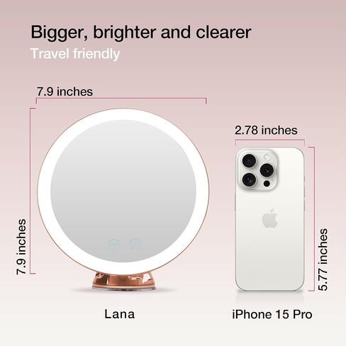 Fancii LED Lighted 10X Magnifying Makeup Mirror, Rechargeable - 3 Dimmable Tri-Color Light Settings, Suction Vanity Mirror, Metallic Finish, Cordless Travel Bathroom Mirror - Lana (Chrome) in Saudi Arabia