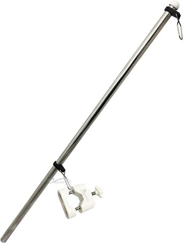 MARINE CITY 304 Stainless Steel Rail Mounted Flag Staff with White Plastic Flag Pole Base | Fits 7/8 Inches to 1 Inch Round and Square Tubes | Ideal for Marines, Boats, Yachts in Saudi Arabia