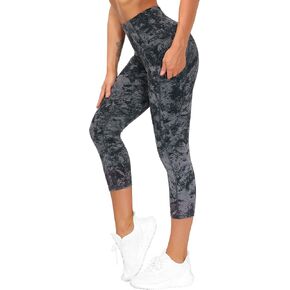 THE GYM PEOPLE Thick High Waist Capris Yoga Pants with Pockets, Tummy Control Workout Running Yoga Leggings for Women