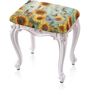 Tropical Green Leaves Stretch Stool Covers 2PCS, Soft Rectangle Bar Stool Covers Vanity Stool Cover, Washable Counter Stool Covers Saddle Seat Cover Slipcovers