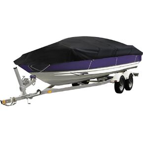 labwork 16Ft 600D Marine Grade Heavy Duty Trailerable Boat Cover Replacement for Jon Boat-Black