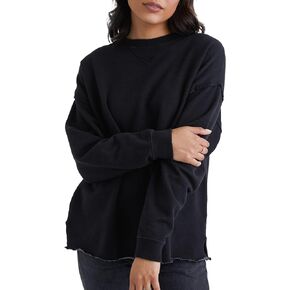 Hanes Womens Originals Garment Dyed Sweeper Sweatshirt, Vented Fleece Pullover