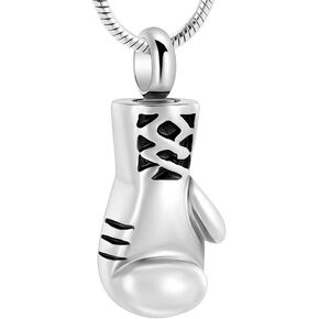 Boxing Glove Shape Stainless Steel Ashes Keepsake Cremation Jewelry for Ash Cool Cremation Pendants for Ashes Cremation Necklace