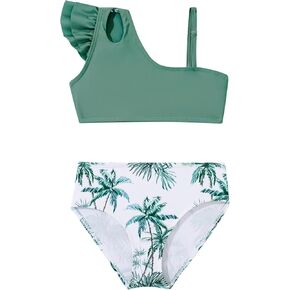 Toddler Girls Swimsuit Ruffle Swimwear Kids Two Piece Bathing Suits Beach Bikini Set