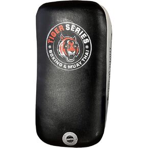 Leather Thai Pads - Black & White - Pads with Strong Handle Grip, Thai-Inspired Design, Coaching Training Boxing MMA Martial Arts Taekwondo Combat Sports - 2 Color Options