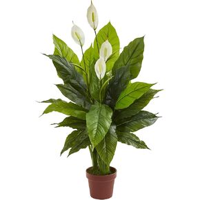 Nearly Natural 42" Spathiphyllum Artificial (Real Touch) Silk Plants Green