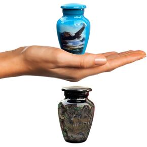 Keepsake Urns for Ashes - Eagle Adult Handcrafted - Token Urn Honor Your Loved One Wooden Urns Camouflage Deer Adult Handcrafted Urn for Ashes 3 inch with Box and Bags. (B Deer)