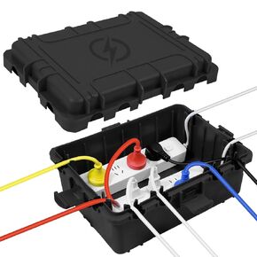 Large Outdoor Electrical Box Waterproof, Extension Cord Cover Weatherproof Outdoor Outlet Covers, IP54 Protect Power Strip, Timer Outlet, Plug, Socket, Holiday Light Decoration, Camping Gear, Black