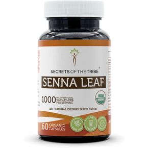 Secrets of the Tribe Senna Leaf USDA Organic 60 Capsules | Made with Organic Vegetarian Capsules and Organic Senna Leaf (Senna Alexandrina) Dried Leaf (60 Capsules)
