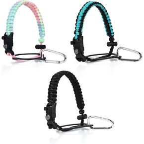 مقبض باراكورد 3 قطع من Aster لحزام زجاجة المياه - يناسب الزجاجات ذات الفم الواسع 12 أونصة إلى 64 أونصة - سلك حزام حامل باراكورد مع حلقة أمان، بوصلة وحزام مقبض زجاجة مياه in Kuwait