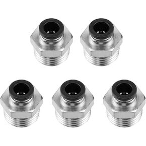 5Pack Push to Connect Fittings 5/16 Inch Tube OD to 1/2 NPT Thread Male Air Line Connect Fittings Nickel-plated Copper Quick Connect Hose Fittings