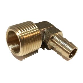3/8" Hose ID to 1/2" Male NPT MNPT 90 Degree Elbow Brass Fitting Fuel / AIR / Water / Oil / Gas / WOG (Qty 01)