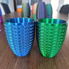CC3D Silk Dual Color Filament Silk Blue/Green PLA Filament 1.75mm 1KG 3D Printer Filament Two Color Coextrusion Filament PLA Shiny Metallic Filament 3D Printing Material Blue Green PLA 2 in 1 Bicolor