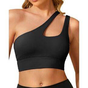 Pinup Fashion One Shoulder Sports Bras Sexy One Strap Yoga Bras Cute Medium Support Crop Workout Tops for Women