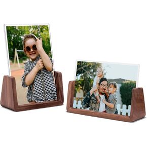 4x6 picture frames, Solid Rustic Wooden Photo Frames with Walnut Wood Base and High Definition Acrylic Glass Covers - for Tabletop or Desktop Display (4x6 inch, Horizontal)