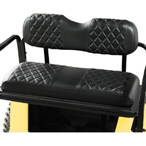 Diamond Golf Cart Seat Covers for Club Car DS Pre-2000 OEM Ordinary Seat Cushion, Vinyl Leather Seat Cover, No Stapler Required,Black Stitching