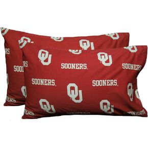 College Covers Everything Comfy Oklahoma Sooners Pillowcase Pair, King, 20" x 40", Includes 2 King Pillowcases