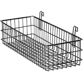Kaforise Hanging Basket for Wire Wall Grid Panel, Multi-Function Wall Storage and Display Basket, Medium Size, Black Painted