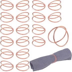 20 Pack Gold Napkin Rings, Spiral Metal Napkin Rings, Double Loop Napkin Holder Set, Gold Napkin Holder Buckles for Wedding Party Family Dinner Table Decorations