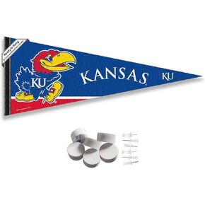 College Flags & Banners Co. Kansas KU Jayhawks Pennant Flag and Wall Tack Mount Pads