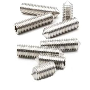 M4 x 4mm Stainless Steel Socket Set Screws Hexagon Socket Flat Head Set Screws Hexagon Socket Drive Cone Point Screws, Pack of 30