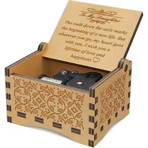 Wood Mini Music Box Happy Birthday Tune Hand Crank 18 Note Vintage Engraved Musical Gifts for Boys,Girls,Friends,Women on Birthday