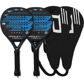 مضارب تنس مجداف مع حقيبة حمل، Radley Pro Turboflex Padel، مضارب مجداف بإطار من ألياف الكربون، قلب EVA ناعم لتوفير الدقة، مضارب تنس مجداف، منصة تنس زرقاء