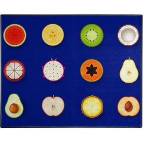 Classroom Rug Fruit Carpet 7'5"x13' Lemon Seating Learning Rug Elementary Classroom Carpet 24 Seats Non Slip Soft Foldable Classroom Playmat for Preschool, Playroom