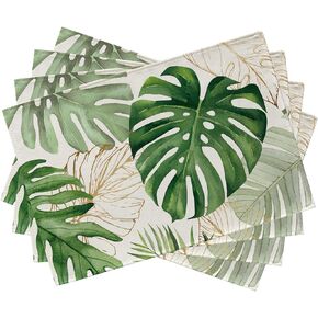 Seliem Summer Palm leaves Tropical Greenery Table Runner, Monstera Home Kitchen Dining Plant Decor, Spring Seasonal Decorations Indoor Outdoor Hawaii Luau Anniversary Party Supply 13 x 72 Inch in Saudi Arabia