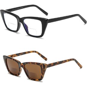 Bifocal Reading Glasses Women Oversized Cat Eye Blue Light Computer Reader Stylish Lightweight Fashion Eyeglasses