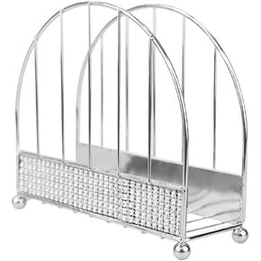Home Basics Pave Flat Steel Napkin Holder with Weighted Pivoting Arm, Chrome | Raised Feet | Open Design | Hold Napkin Securely in Place 7 x 7 x 3.5
