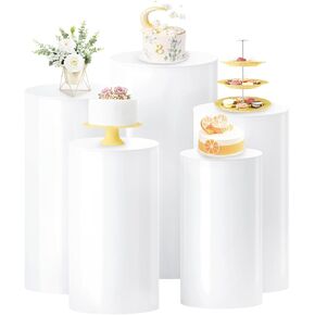 Cylinder Pedestal Stands 3 Pcs Clear Cylinder Stands for Party Plastic Pedestal Display Plinth Stand Round Pedestal Stand Party Cylinder Transparent Pillar Stand for Wedding Banquet Decor