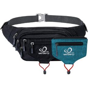 WATERFLY Large Fanny Pack Waist Bag: Multipocket Woman Man Waist Pack Runner Hip Pouch Purse Belt Bag Water Resistant Bum Bag Fit All Phones for Walking Jogging Running Cycling Travelling Hiking