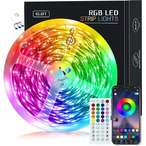 KEELIXIN LED Strip Lights 32.8ft, LED Lights for Bedroom, Music Sync Color Changing Lights, Bluetooth Led Lights with APP & IR Remote Control for Bedroom Room Home Decor Party Festival